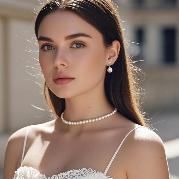 Pearl Drop Earrings Imitation Diamond Dangle Bridal Bridesmaid Jewelry - Picture 5 of 8